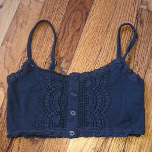 Grey Spaghetti Strap Bandeau Crop Top